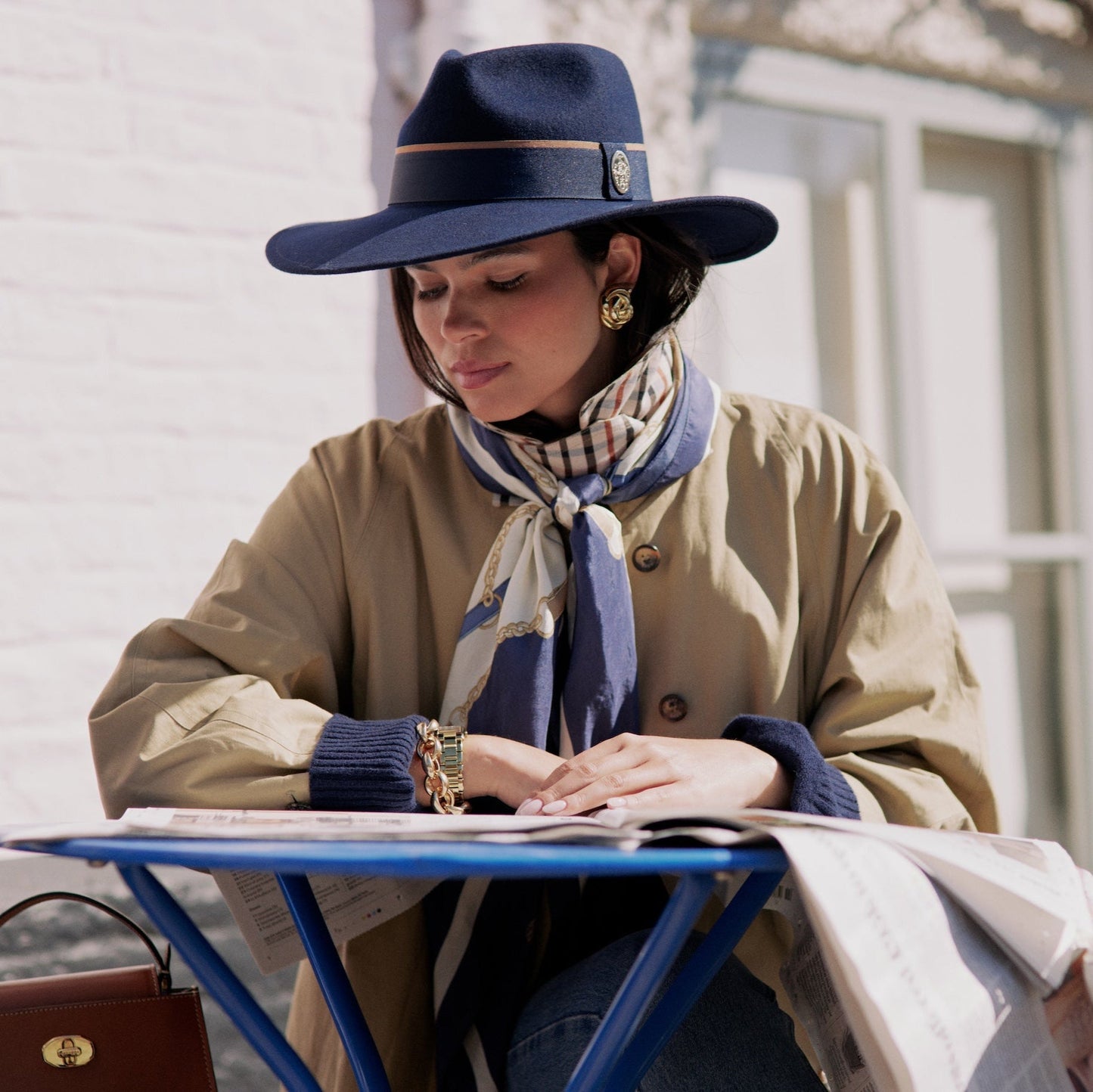 Hicks & Brown Scarf The Melford Silk Scarf in Navy