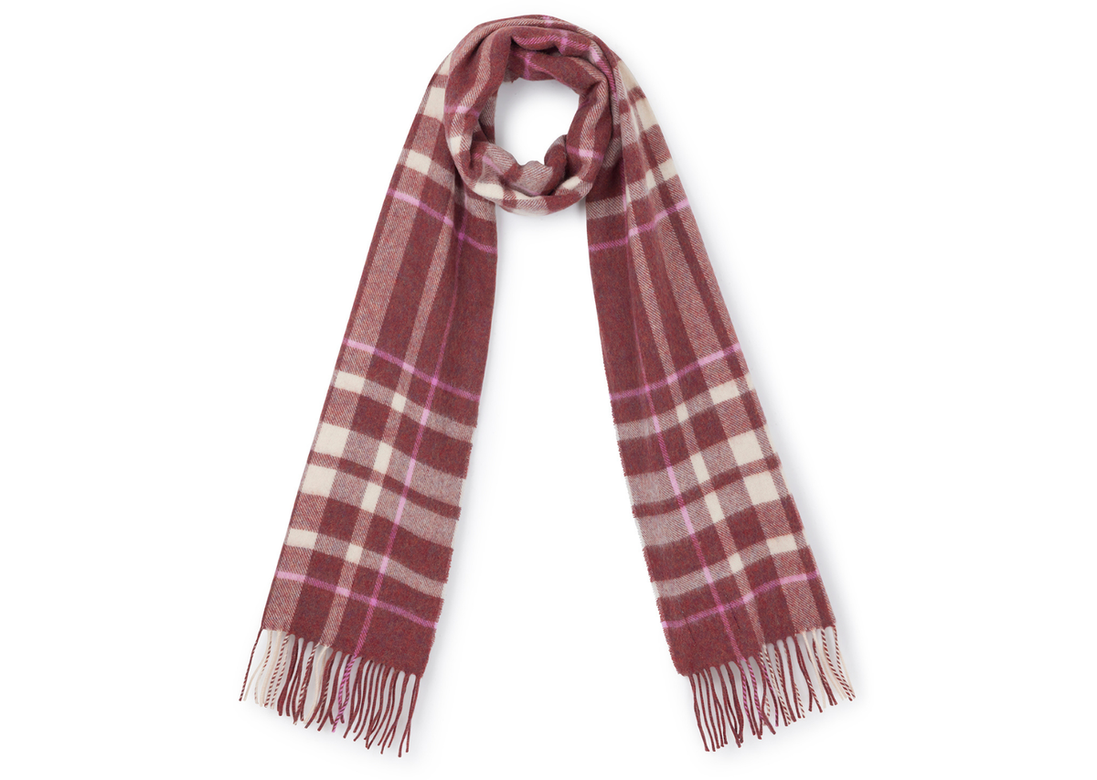 The Ashby Lambswool Scarf in Mulberry Red Check – Hicks Brown