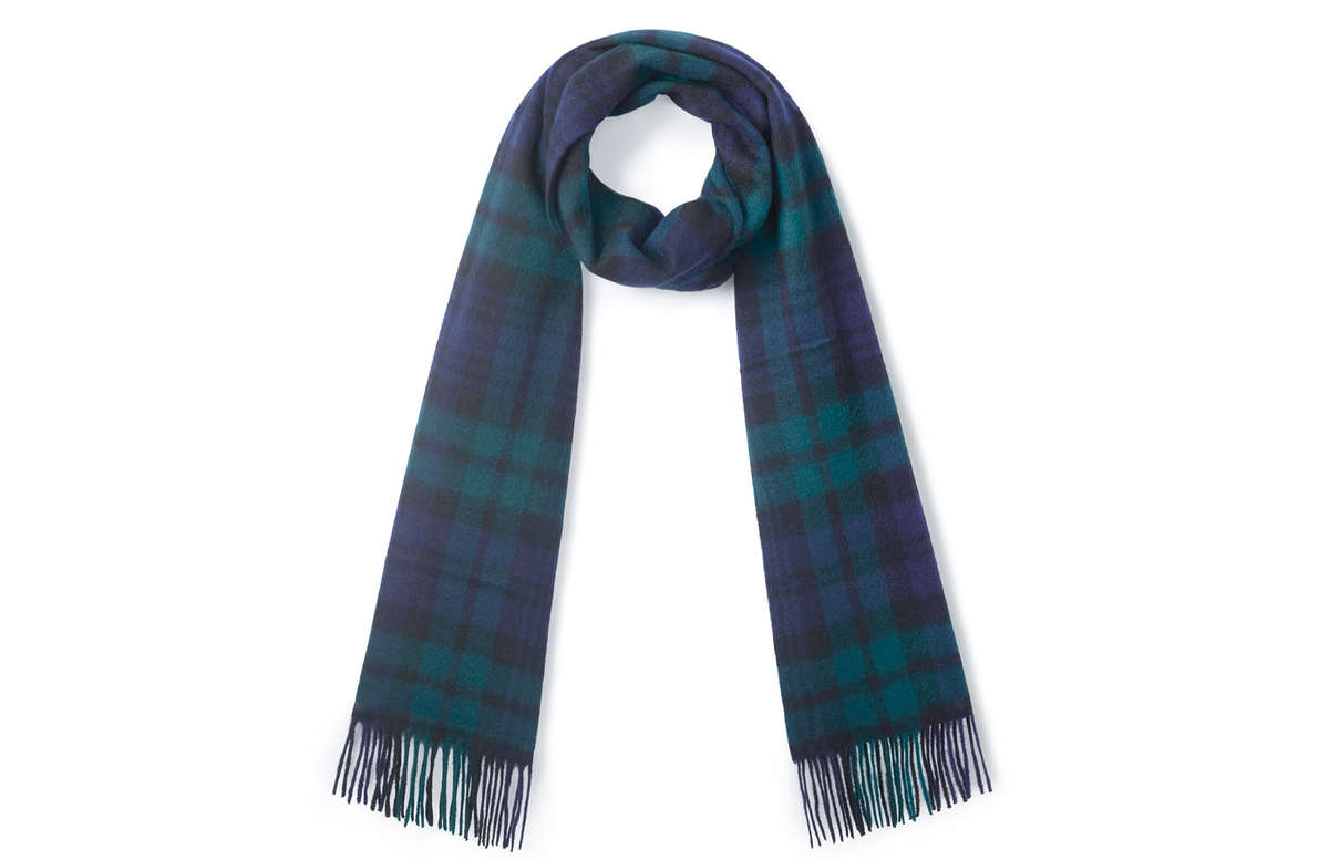 The Ashby Lambswool Scarf in Navy Check – Hicks & Brown