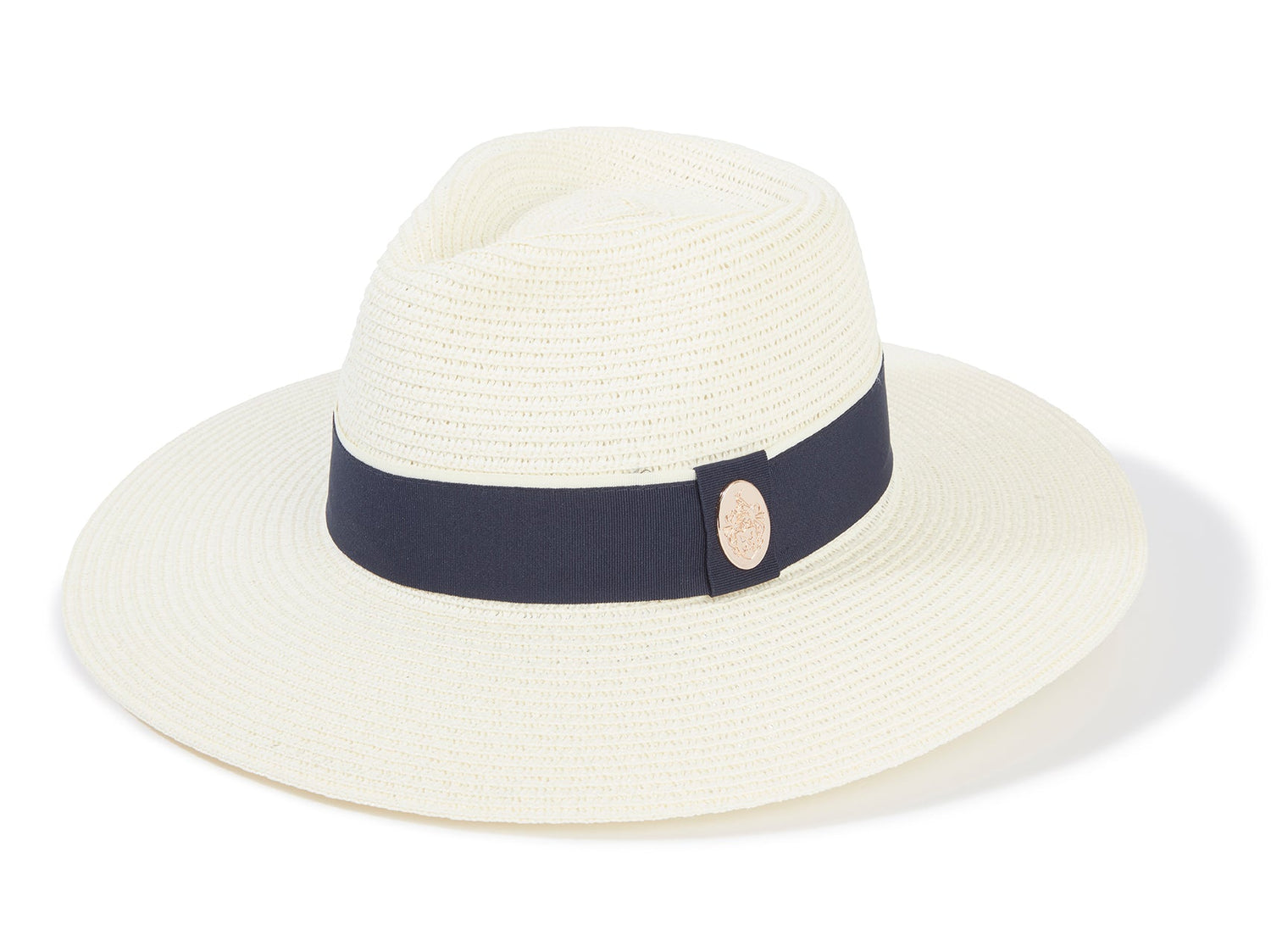 Hicks & Brown The Hemley Fedora in Cream (Navy Ribbon)