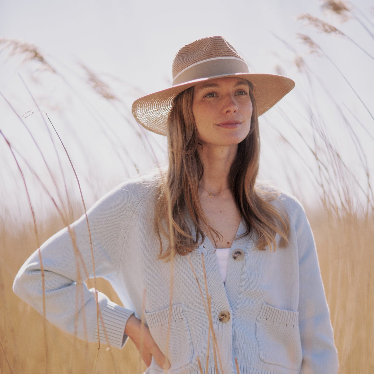 Hicks & Brown The Hemley Fedora in Natural with Fawn Ribbon