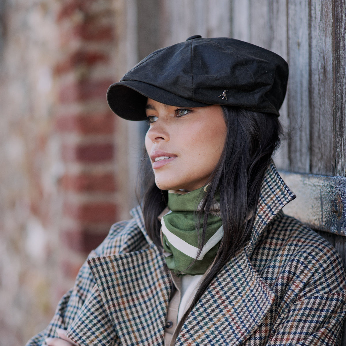 Hengrave Wax Baker Boy Cap Olive Green Hicks Brown