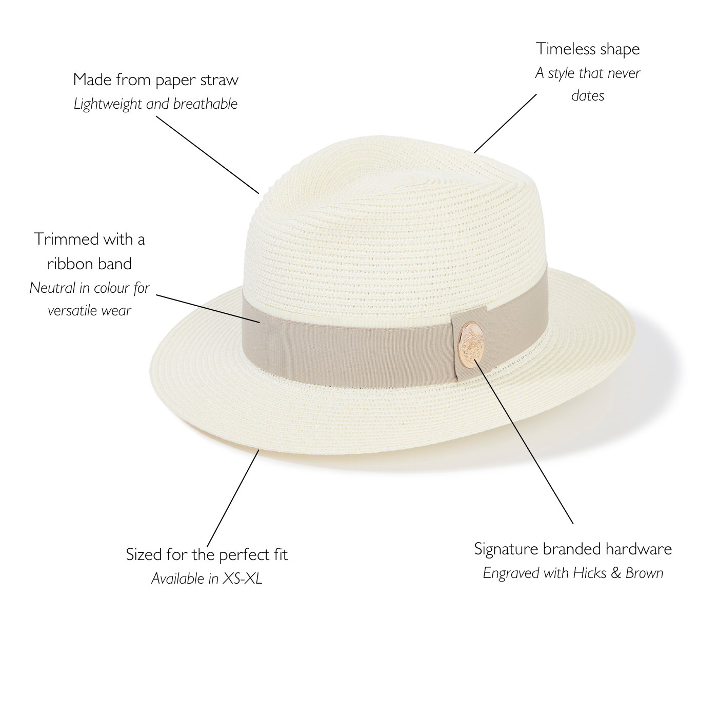 Hicks & Brown The Orford Fedora in Cream (Pebble Ribbon)