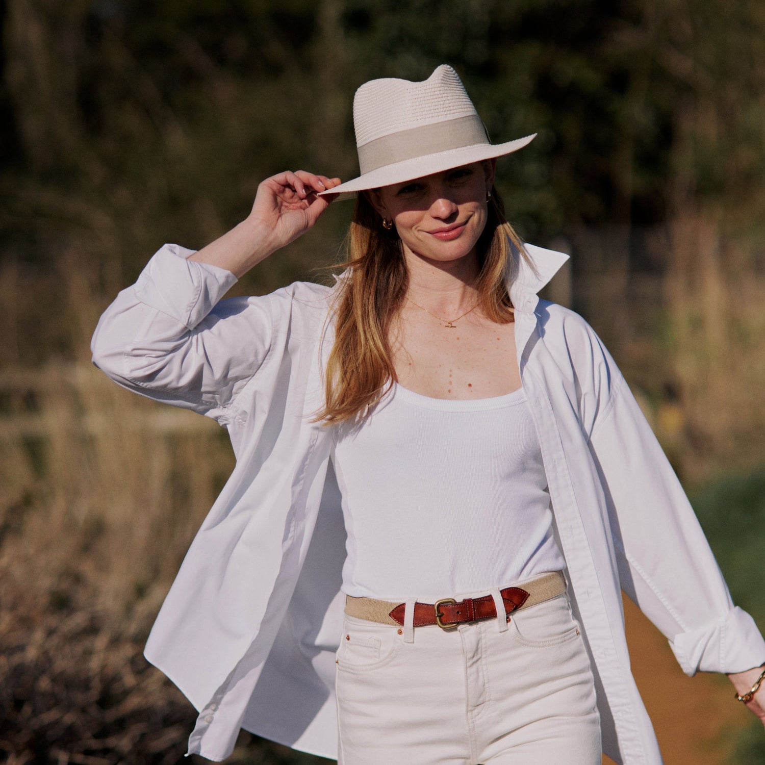 Hicks & Brown The Orford Fedora in Cream (Pebble Ribbon)