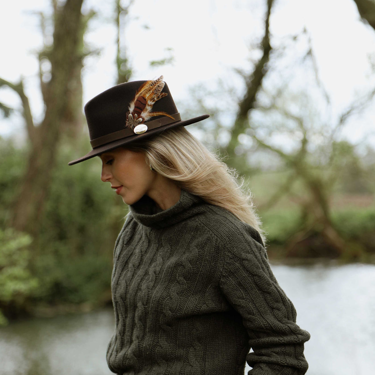 Brown Suffolk Fedora Wool Hat for Women Wool Felt |Brimmed Hat