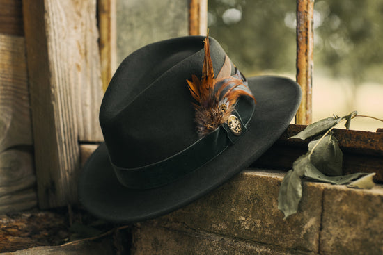 Hicks & Brown Fedora The Chelsworth Fedora in Olive Green (Coque & Pheasant Feather)