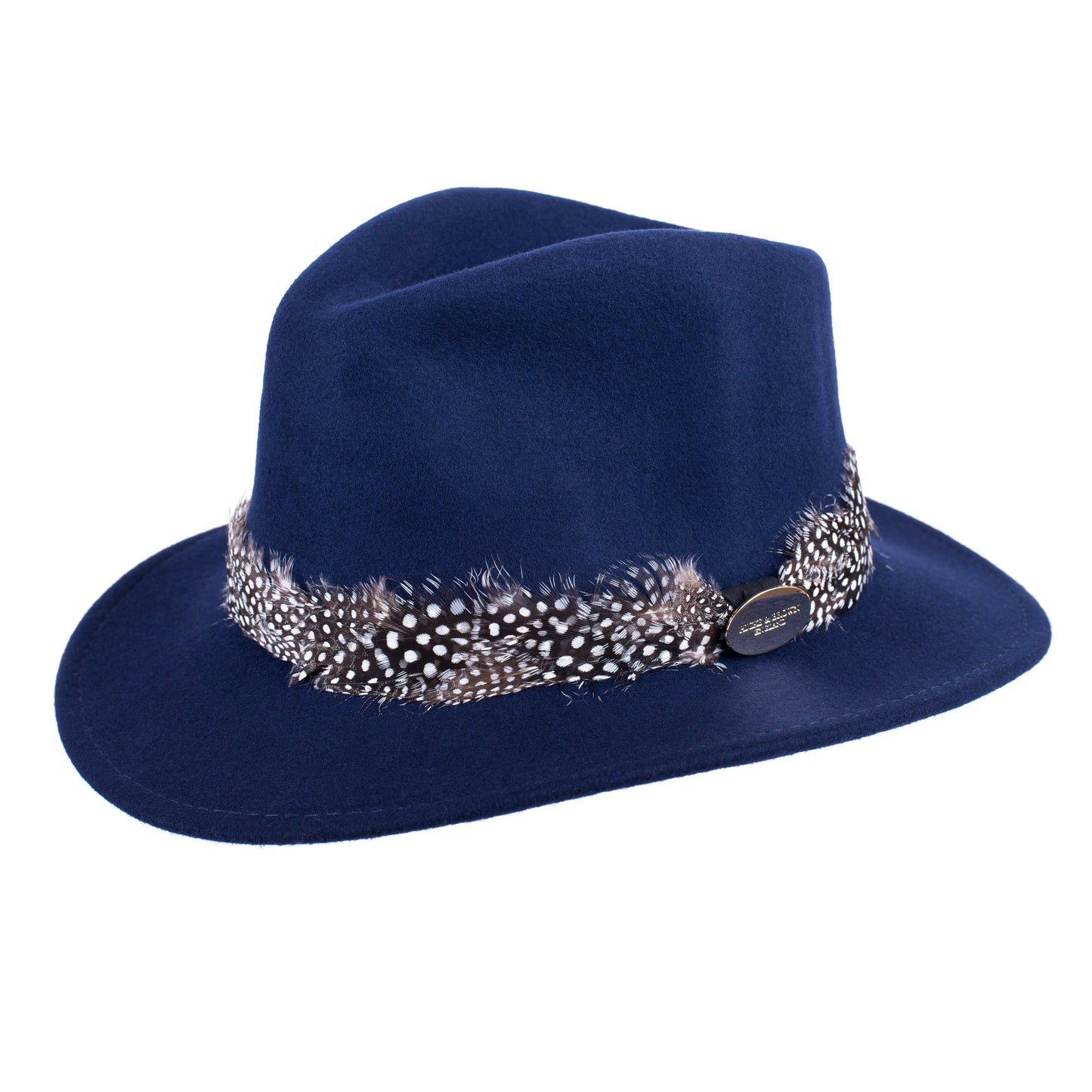 Hicks & Brown Fedora The Suffolk Fedora in Navy (Guinea Feather Wrap)