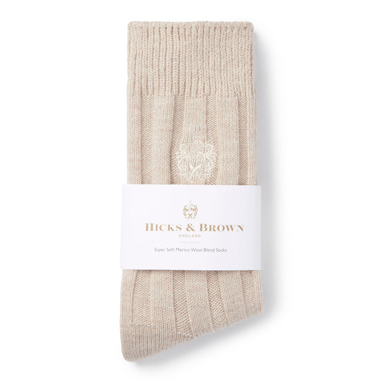 Ladies Merino Blend Socks in Oatmeal