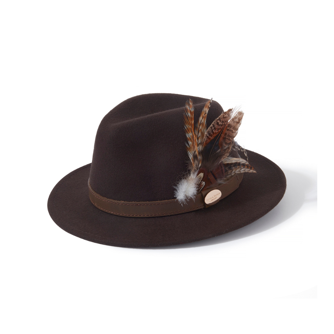The Children's Suffolk Fedora in Dark Brown (Bronze Feather)