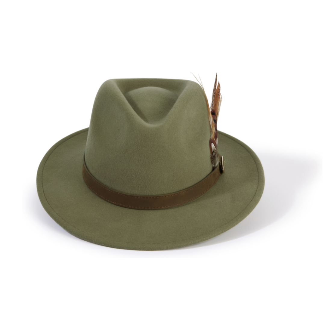 The Suffolk Fedora in Moss (Bronze Feather)