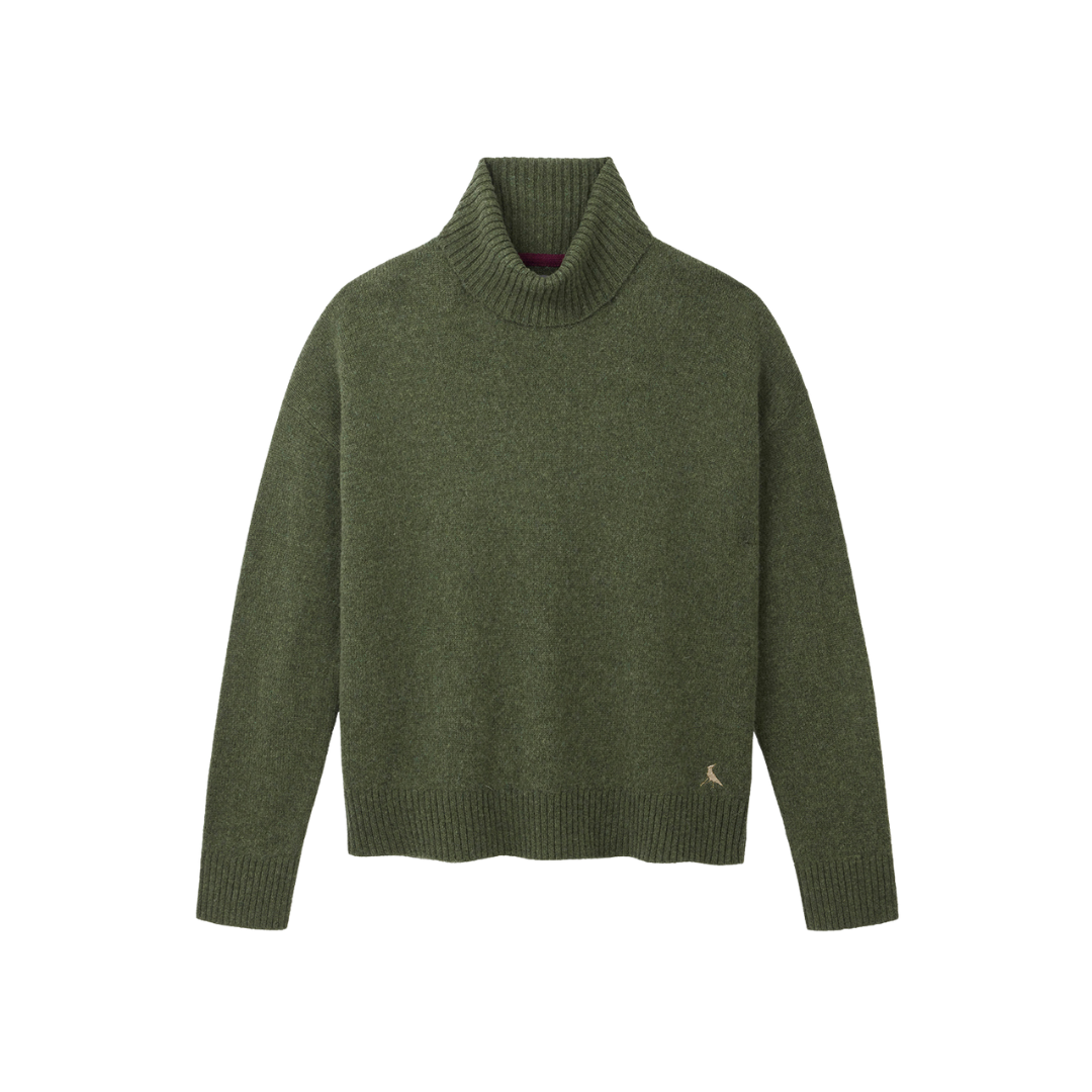 The Sophia Merino Wool Rollneck Jumper in Moss