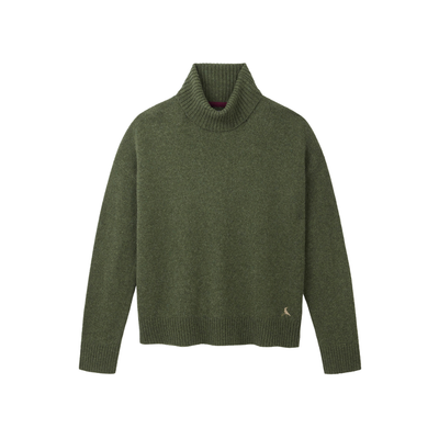 The Sophia Merino Wool Rollneck Jumper in Moss