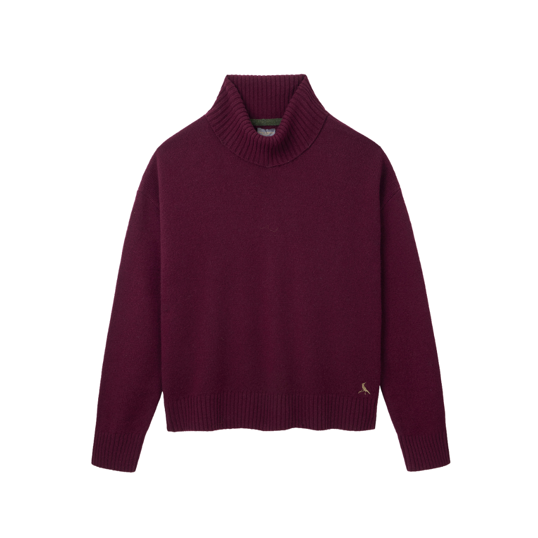 The Sophia Merino Wool Rollneck Jumper in Plum