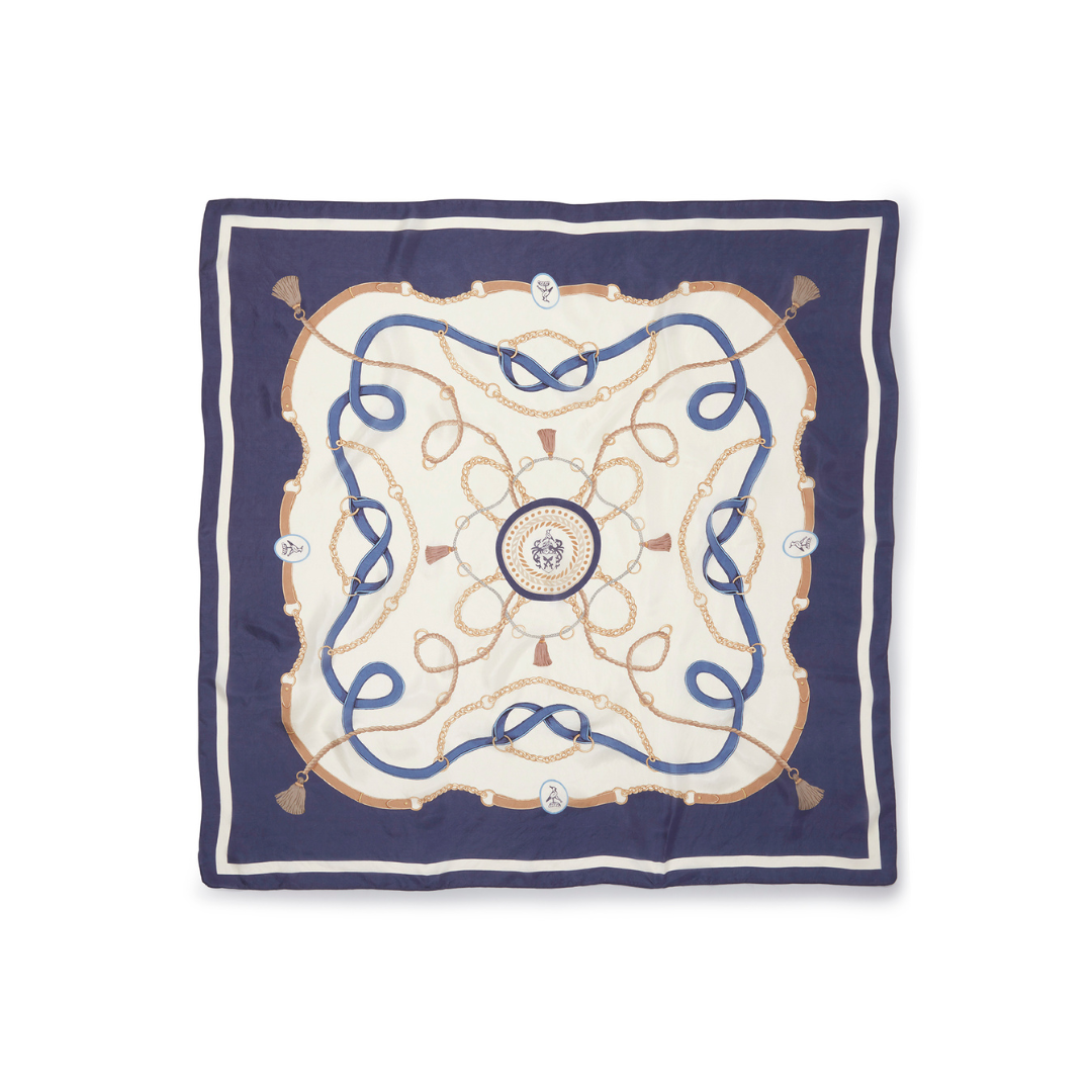 The Melford Silk Scarf in Navy