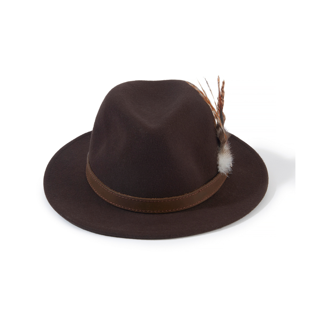 The Children's Suffolk Fedora in Dark Brown (Bronze Feather)