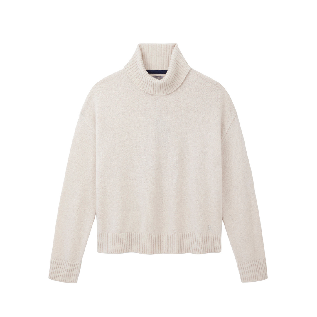 The Sophia Merino Wool Rollneck Jumper in Oatmeal