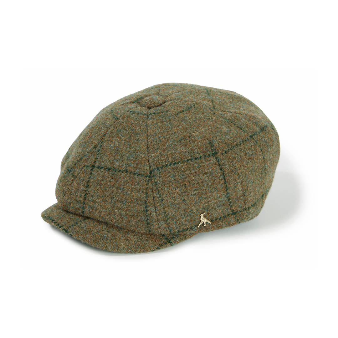 The Felsham Tweed Baker Boy Cap in Green