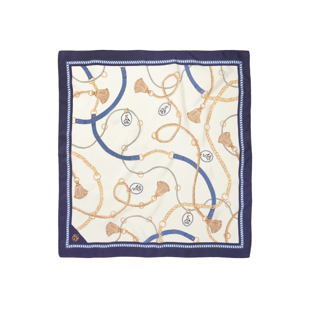 The Melford 'Mini' Silk Scarf in Navy