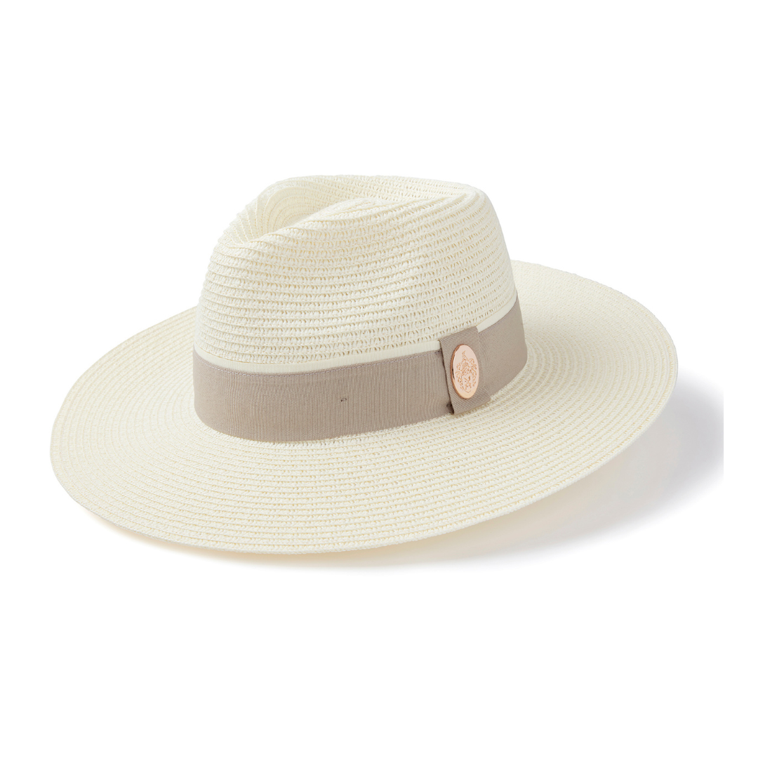 The Hemley Fedora in Cream with Pebble Ribbon