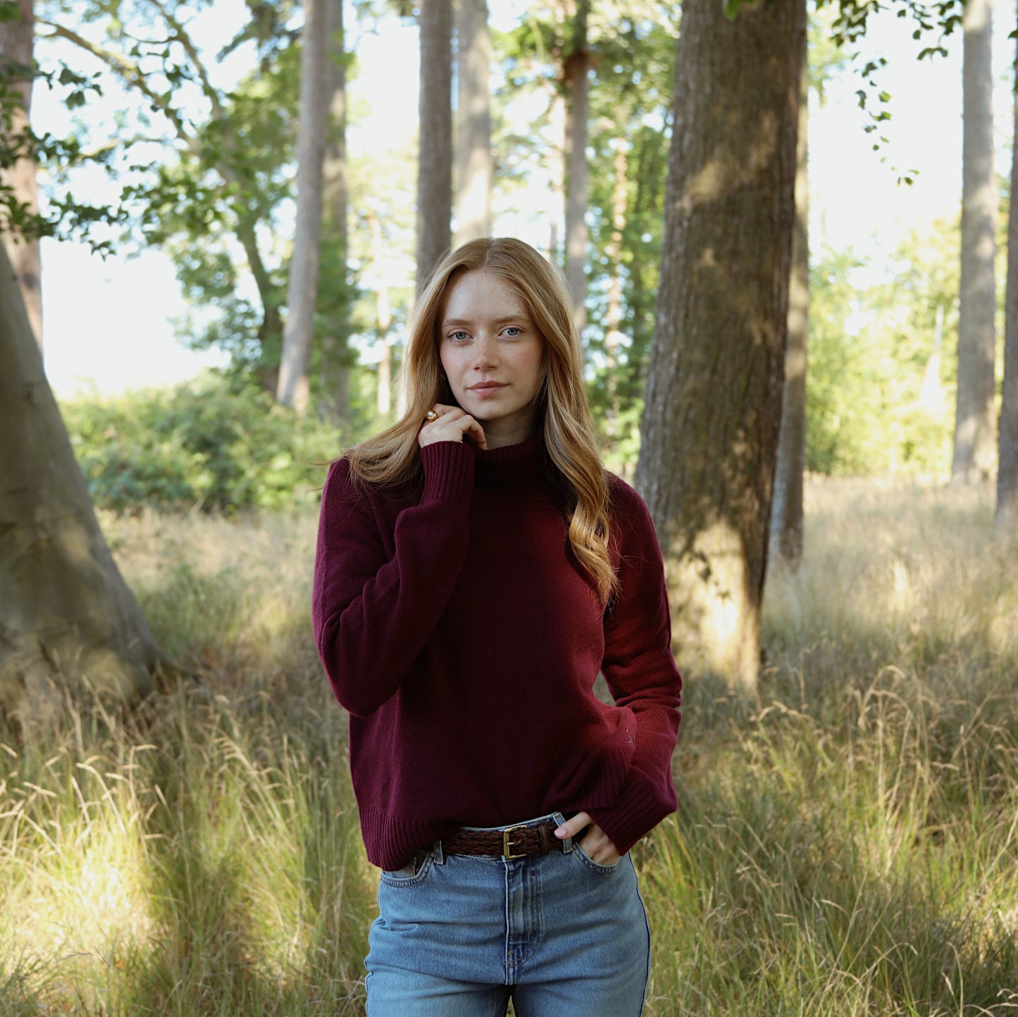 The Sophia Merino Wool Rollneck Jumper in Plum