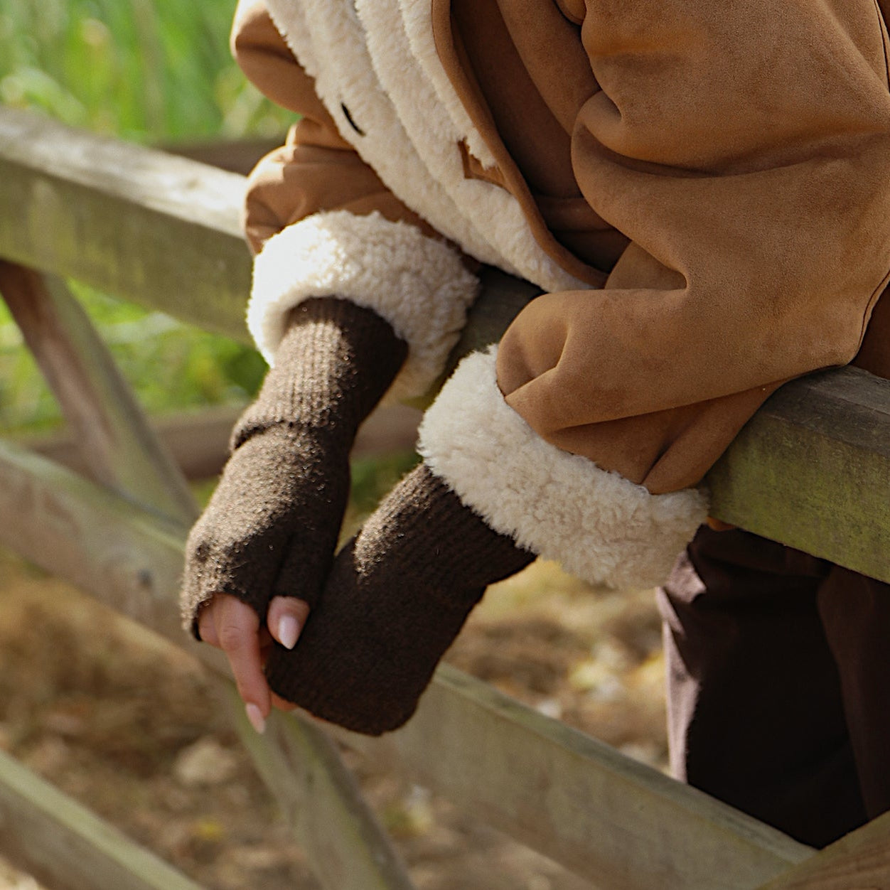The Kersey Wrist Warmers in Chocolate