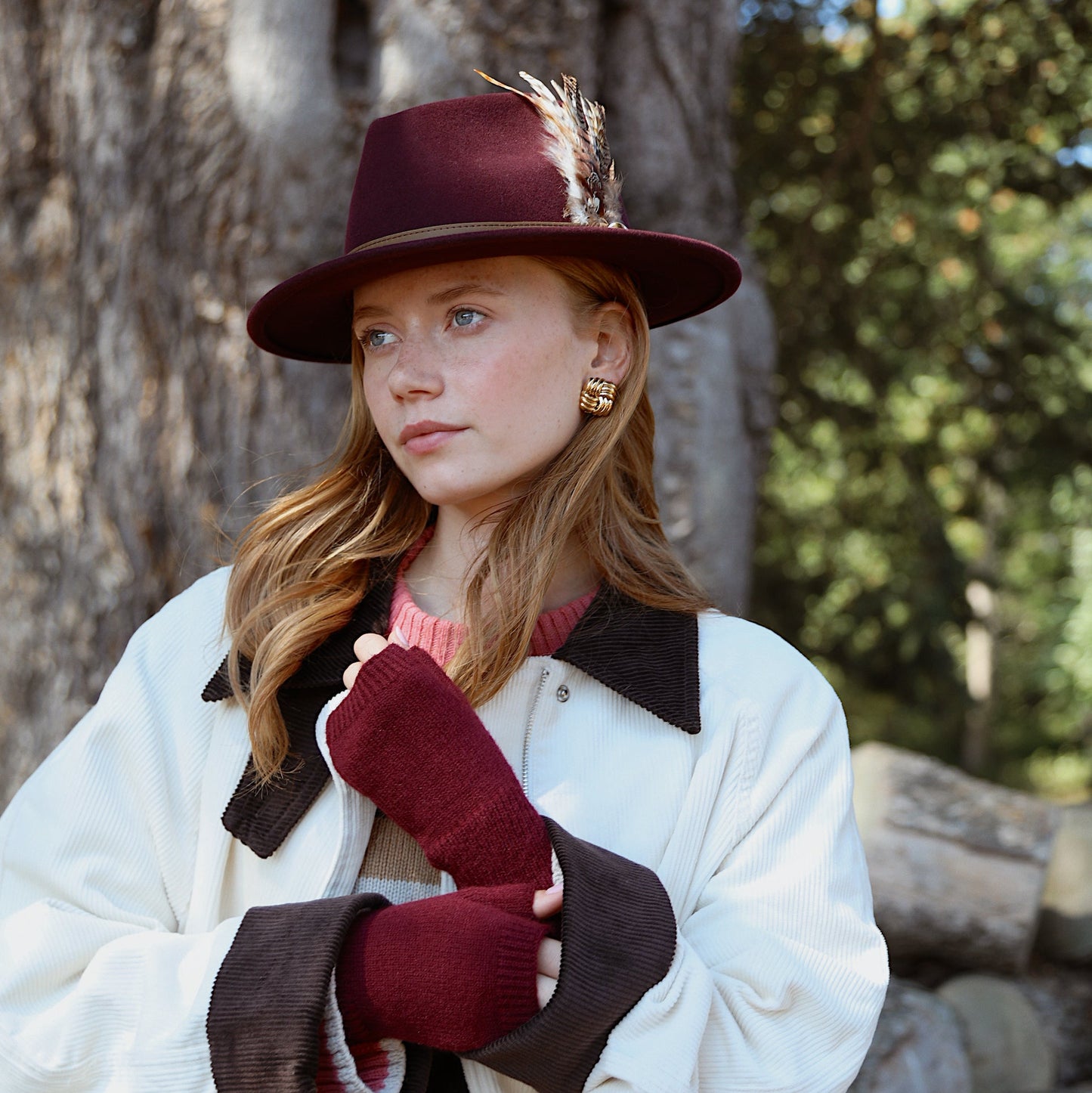 The Suffolk Fedora in Plum (Bronze Feather)