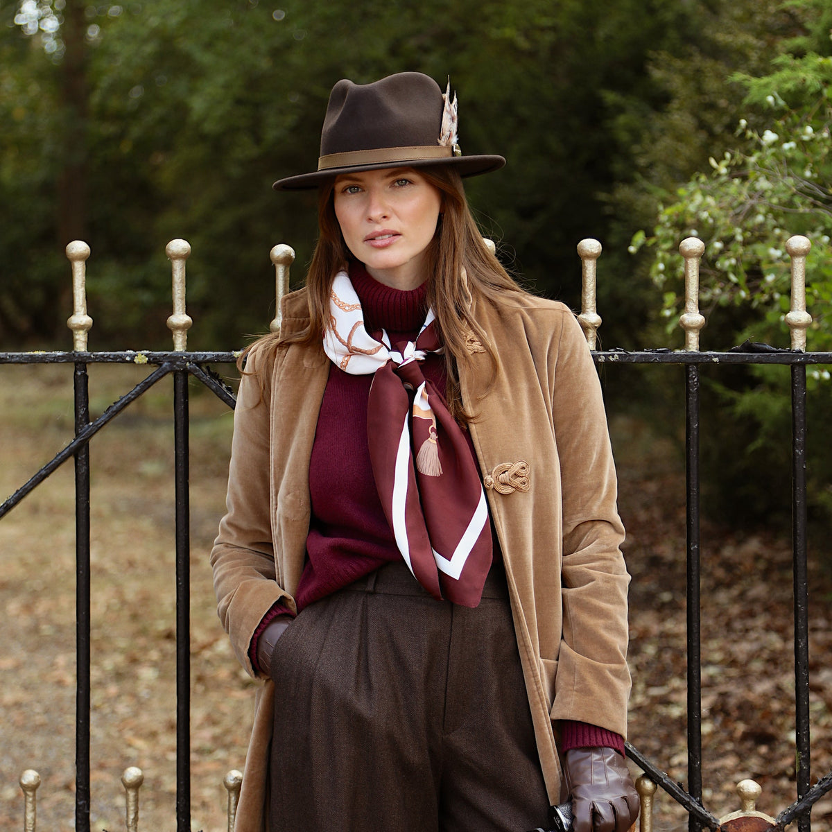 The Melford Silk Scarf in Plum
