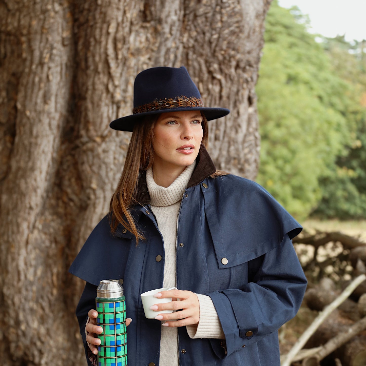 The Suffolk Fedora in Navy (Bronze Wrap)