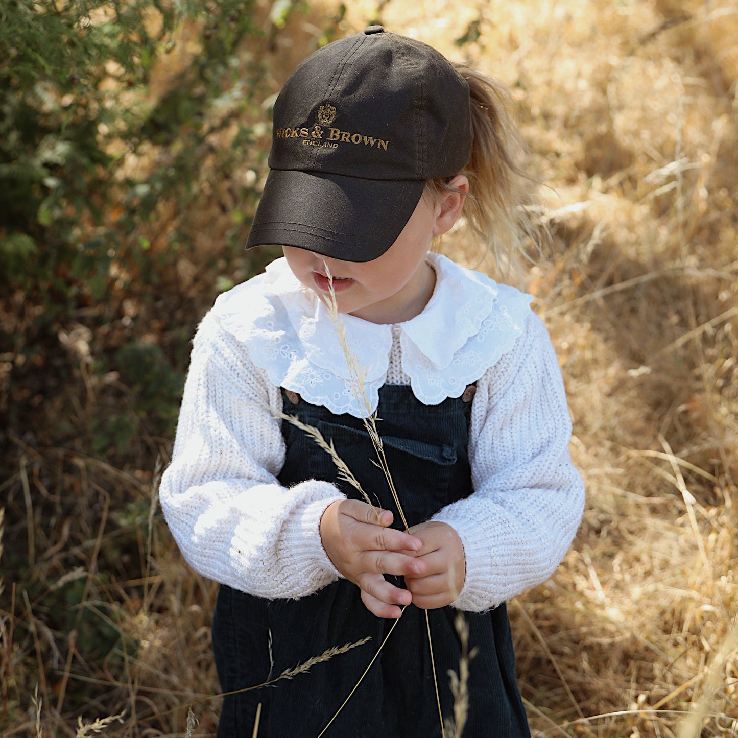 The Children's Wax Baseball Cap in Olive Green