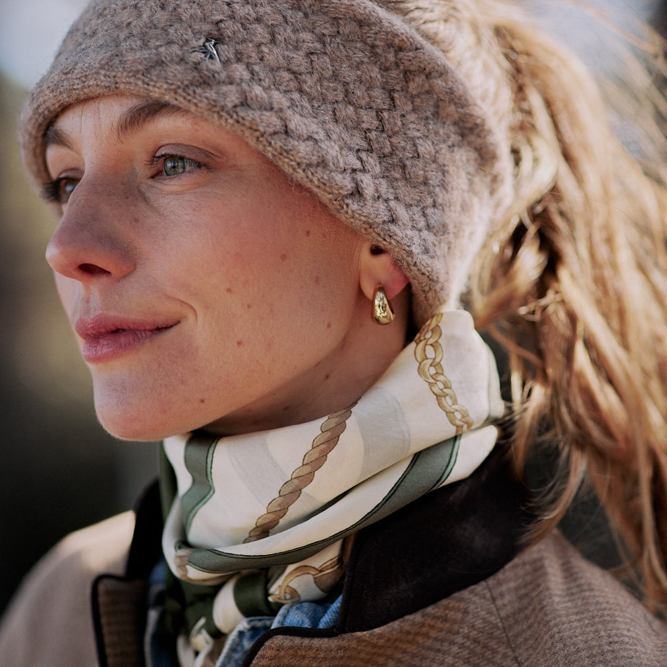 The Melford Silk Scarf in Olive Green