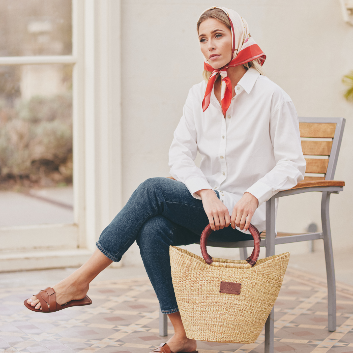 Hicks & Brown Straw Basket Bag in Natural