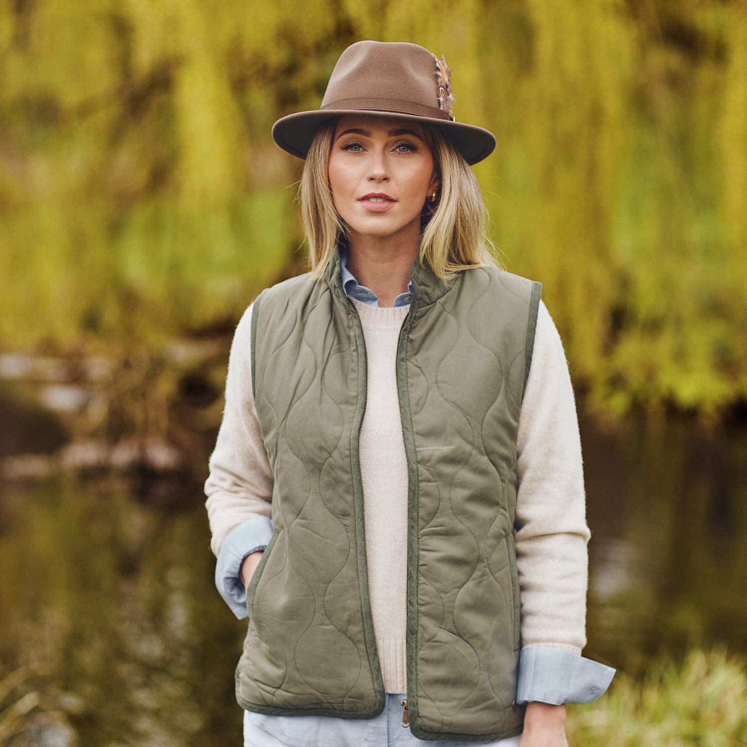 The Suffolk Fedora in Taupe (Bronze Feather)