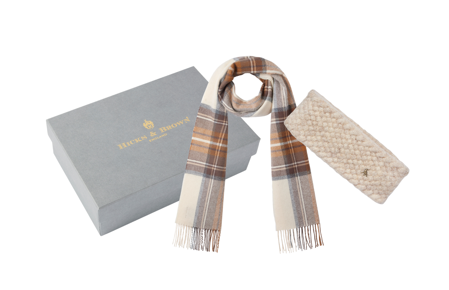 The Ashby Scarf and Bircham Head Warmer in Cream Gift Set