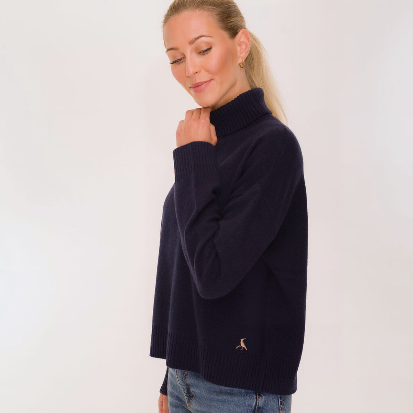 Hicks & Brown Clothing The Sophia Rollneck Jumper in Navy