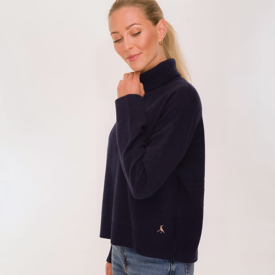 Hicks & Brown Clothing The Sophia Rollneck Jumper in Navy