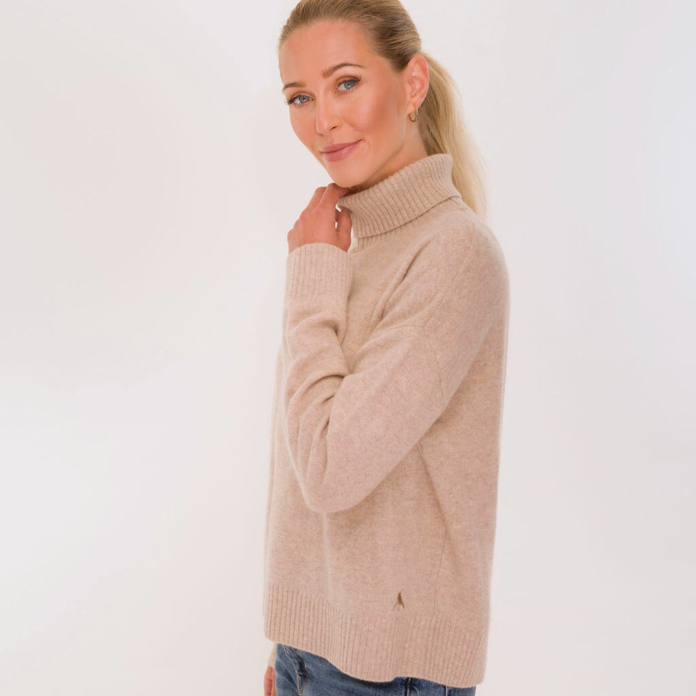 Hicks & Brown Clothing The Sophia Rollneck Jumper in Sand