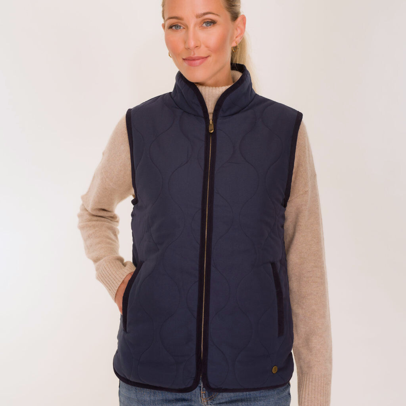 The Timworth Womens Quilted Country Gilet in Navy Blue | Waistcoat The Timworth Womens Quilted Country Gilet in Navy Blue | Waistcoat