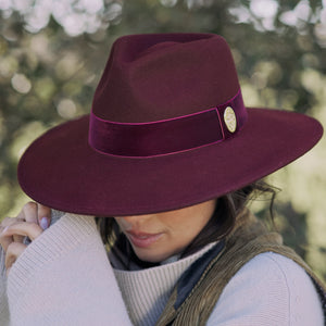 Hicks & Brown Hat The Oxley Fedora in Plum Velvet