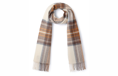 Hicks & Brown The Ashby Lambswool Scarf in Cream Check
