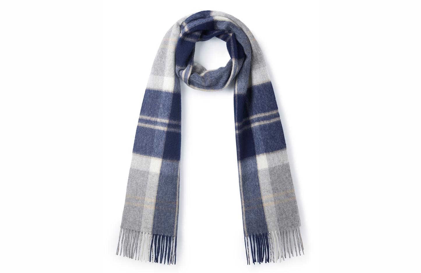 Hicks & Brown The Ashby Lambswool Scarf in Grey Check