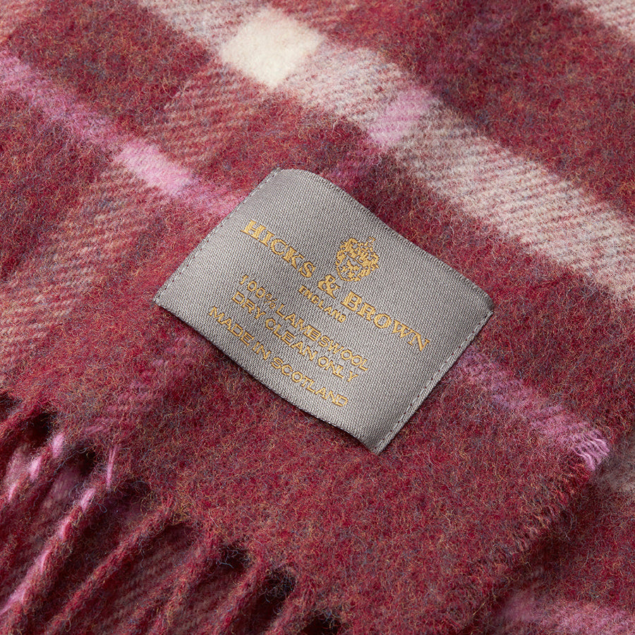 Hicks & Brown The Ashby Lambswool Scarf in Mulberry Check (Limited Edition)