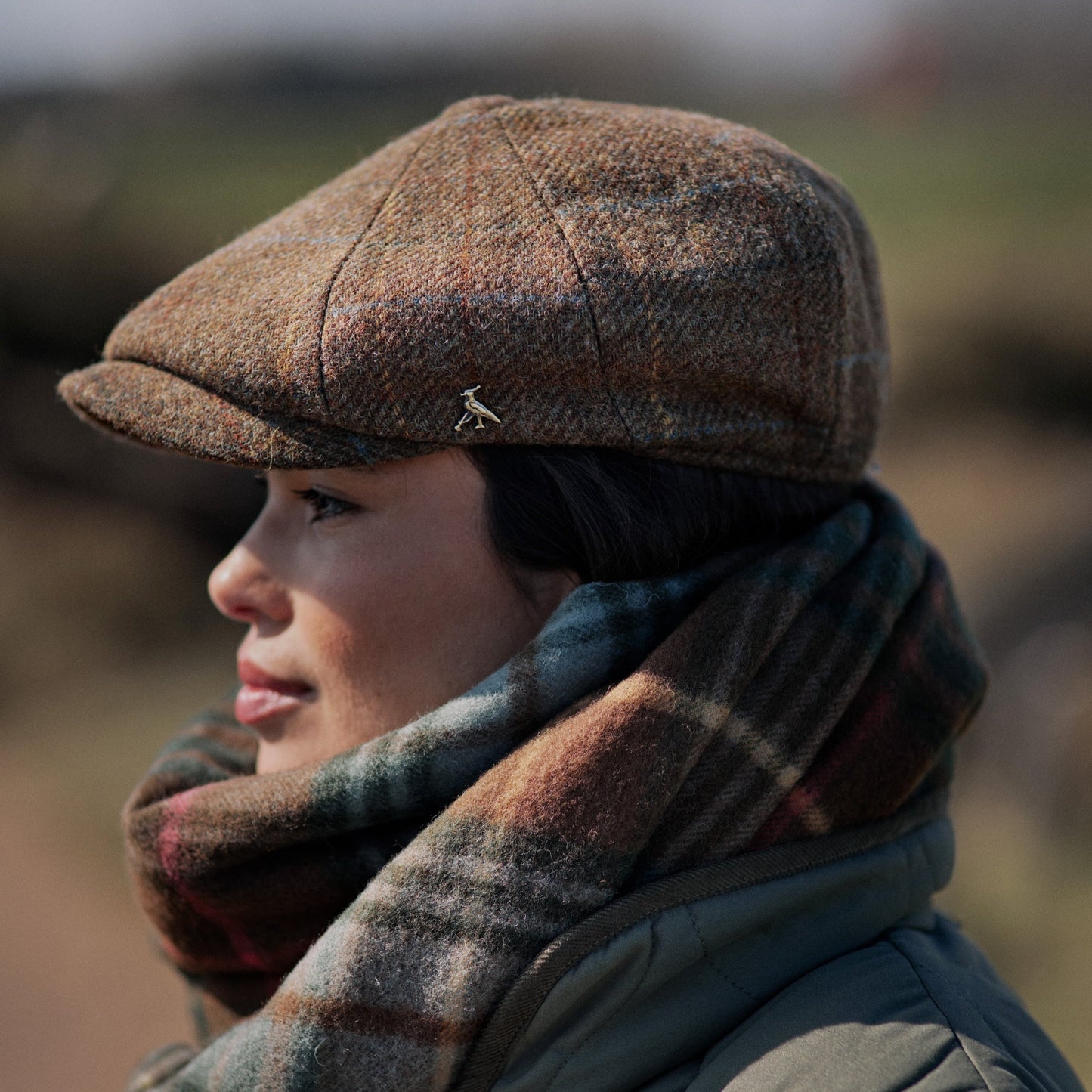 Hicks & Brown The Fornham Lambswool Scarf in Brown Check