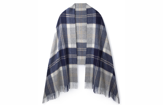 Hicks & Brown The Fornham Lambswool Scarf in Grey Check