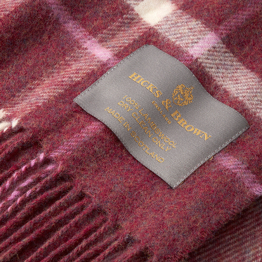Hicks & Brown The Fornham Lambswool Scarf in Mulberry Check (Limited Edition)