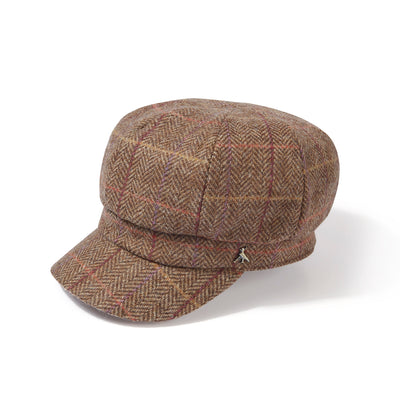 Hicks & Brown The Higham Tweed Ladies Baker Boy Cap in Chestnut
