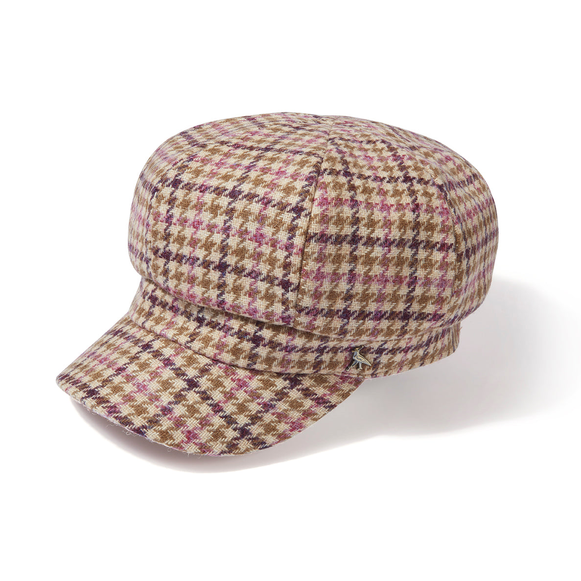 Hicks & Brown The Higham Tweed Ladies Baker Boy Cap in Mulberry