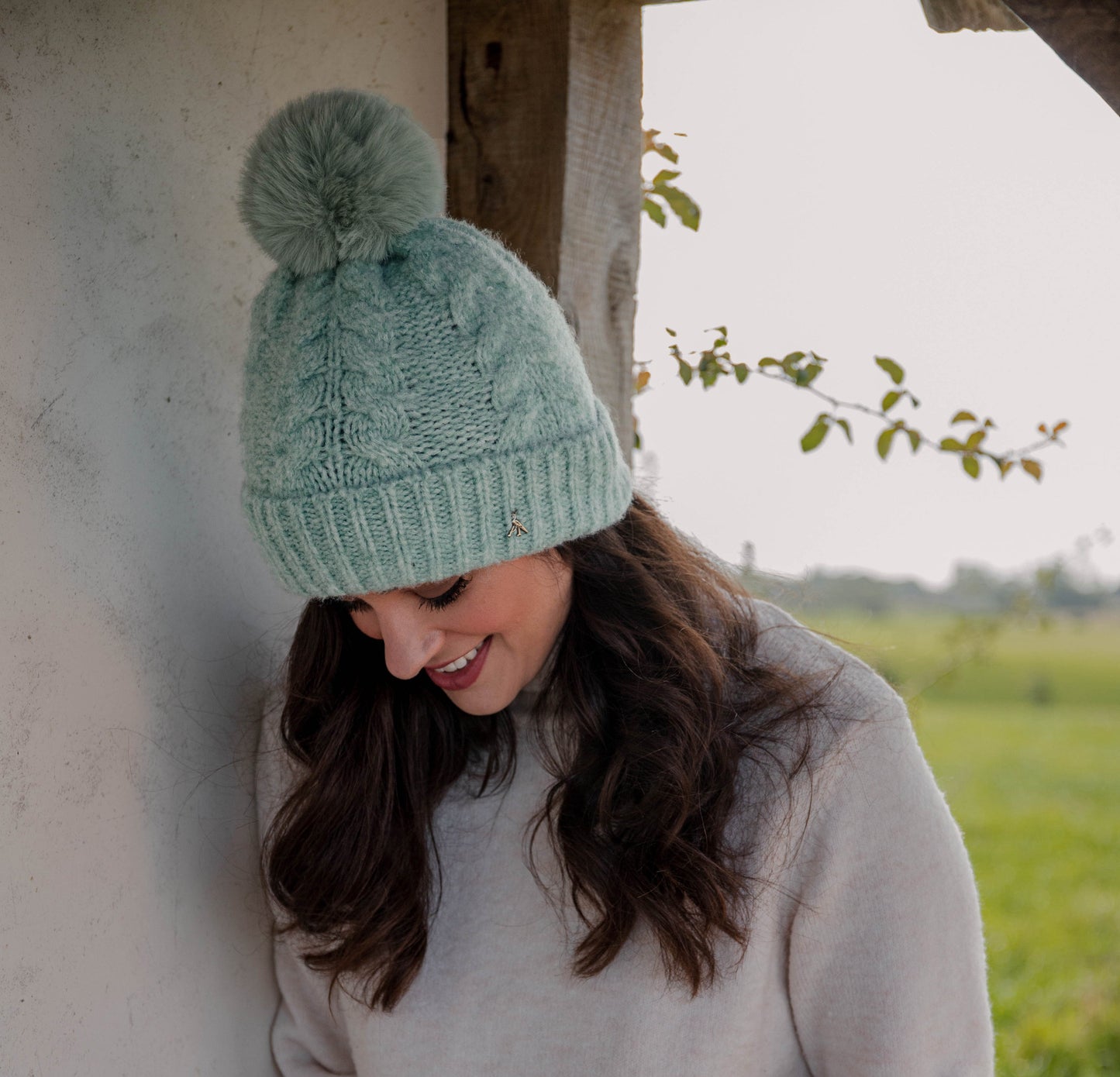 Load image into Gallery viewer, Hicks &amp;amp; Brown The Langham Pom Beanie in Mint Green
