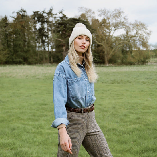 Hicks & Brown The Langham Pom Beanie in Oatmeal