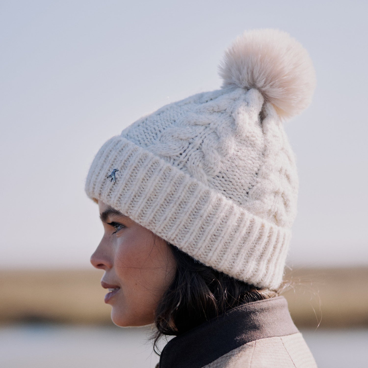 Hicks & Brown The Langham Pom Beanie in Oatmeal