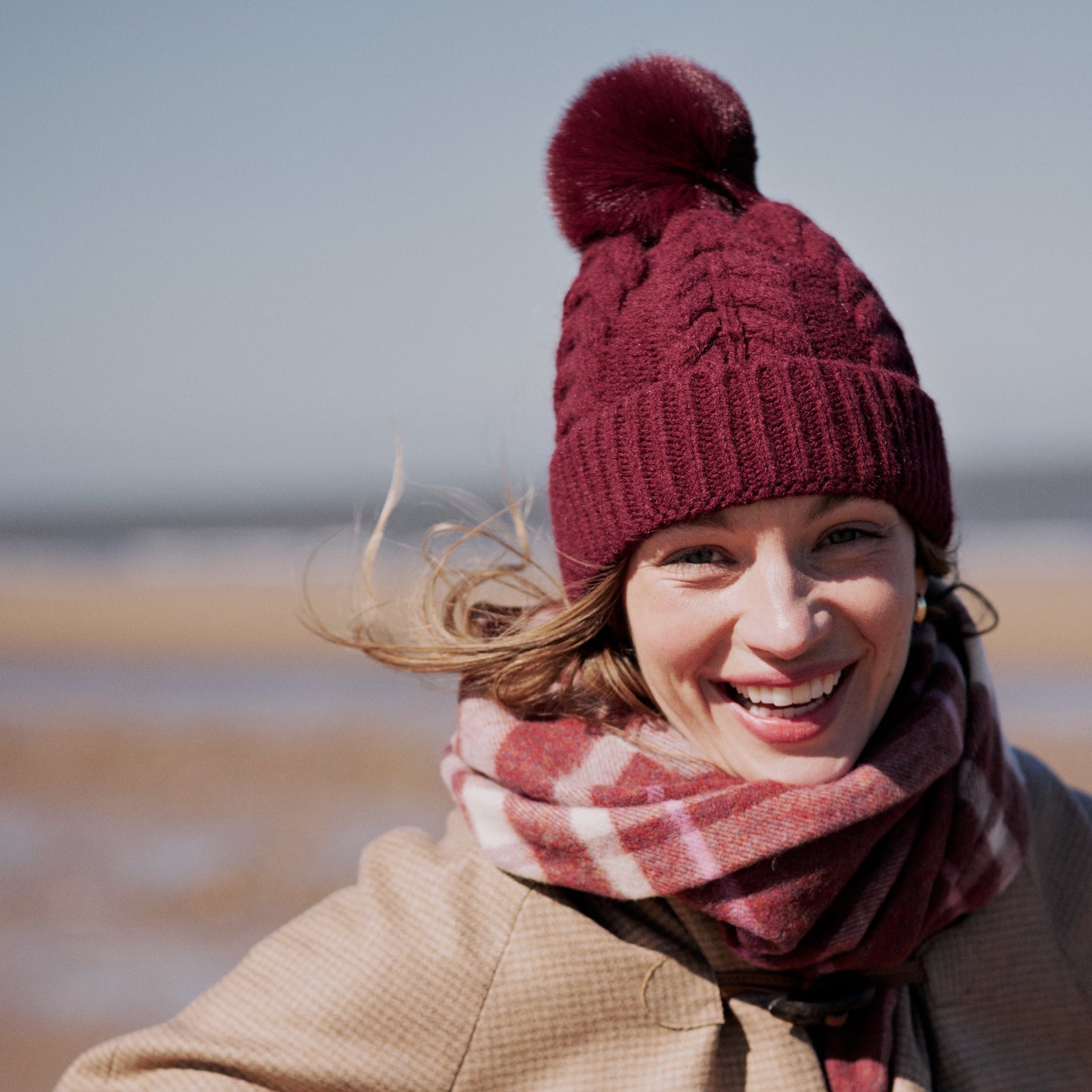 Hicks & Brown The Langham Pom Beanie in Plum